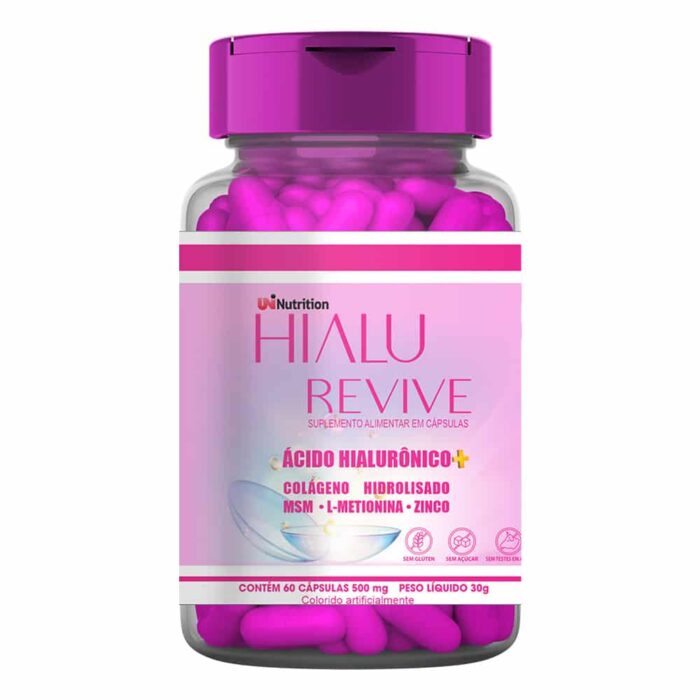 Hialu Revive Premium Ácido Hialurônico + Colágeno + MSM Uni Nutrition 60 Caps