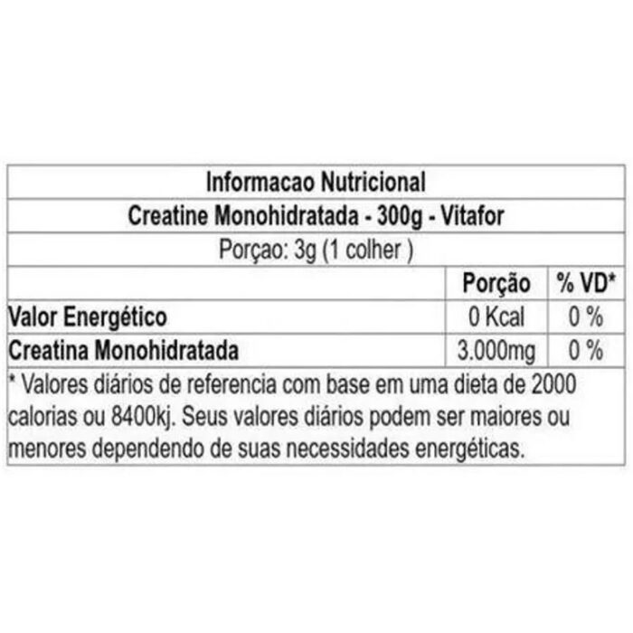 Creatine Monohidratada 100% Pura Vitafor 300gr - Image 3