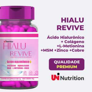Hialu Revive Premium Ácido Hialurônico + Colágeno + MSM Uni Nutrition 60 Caps - Imagem 3