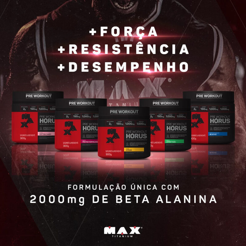 Hórus Pré-treino Max Titanium Sabores pote 300g - Imagem 5