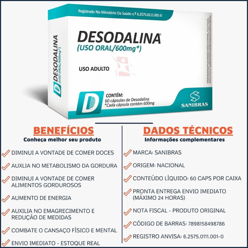 Desodalina Emagrecedor 60 caps Sanibras - Imagem 5