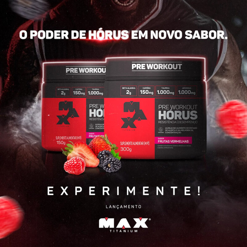 Hórus Pré-treino Max Titanium Sabores pote 300g - Imagem 2
