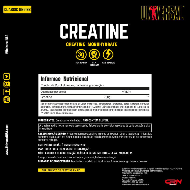 Creatine Monohidratada 100% pura importada Universal Nutrition 200gr - Original - Imagem 5