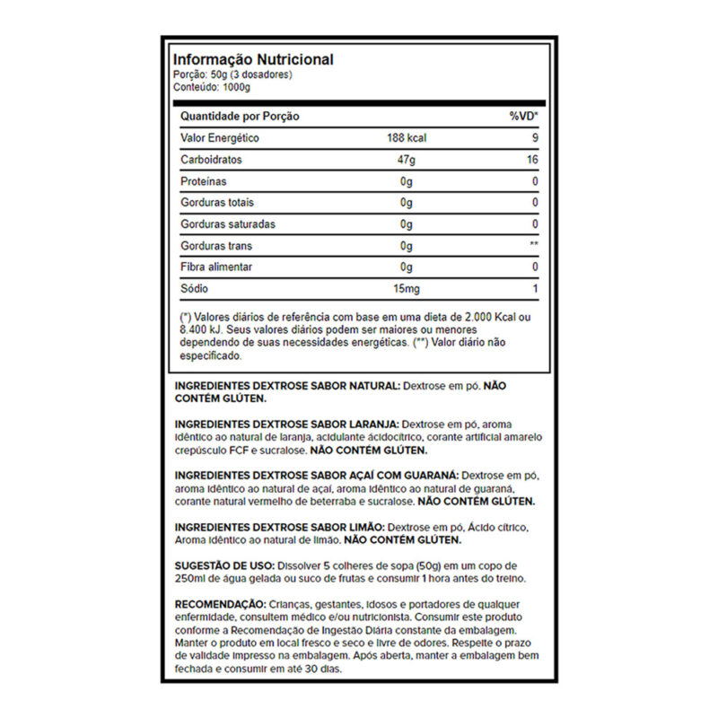 Dextrose Growth Supplements 1kg Sabores - Imagem 2