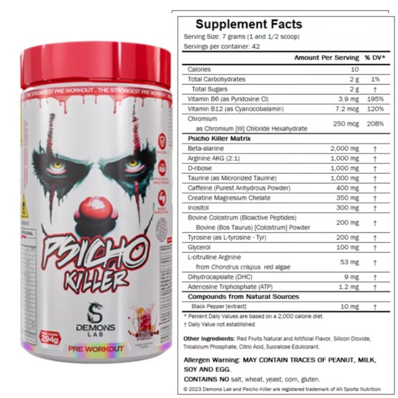 Pré-treino Psicho Killer 294g Demons Lab - Imagem 4