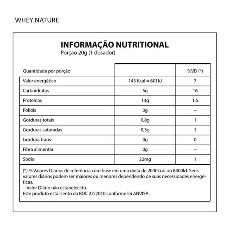 Whey Nature Protein Concentrado Linha Premium Natures Nutrition 2kg - Imagem 3